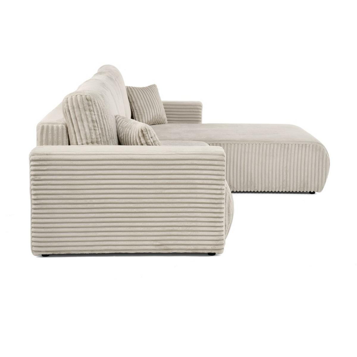 ECKSCHLAFSOFA Porto mit universelle Ottomane, Beige - Beige/Schwarz, Textil (288/190cm) - Beautysofa
