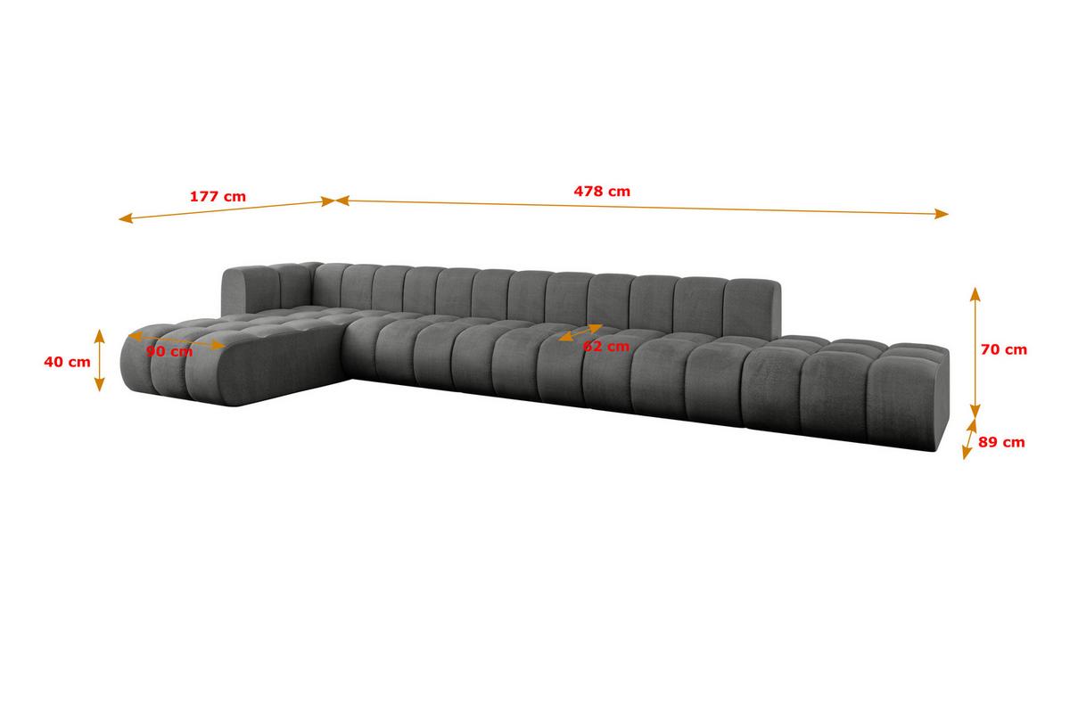 ECKSOFA modulares Sofa Zuvon-L3 - 478x177x70 cm Dunkelgrau - Dunkelgrau, Holzwerkstoff/Textil (478/177cm) - ALTDECOR