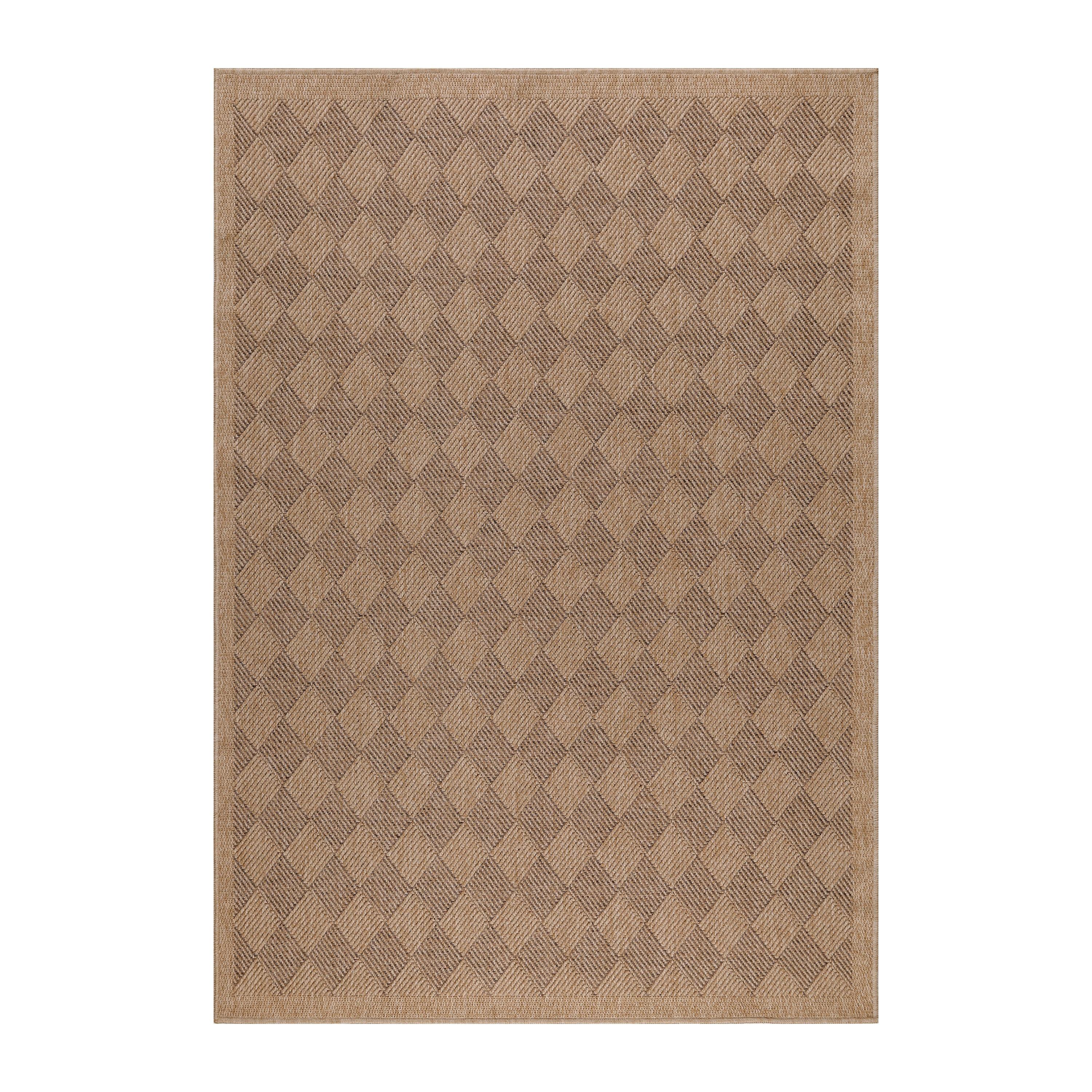 OUTDOORTEPPICH KASBERG, im Vintage-Stil, aus Polypropylen, Schwarz, 160 x 230 cm - Beige, Textil (230/160cm) - KADIMA DESIGN