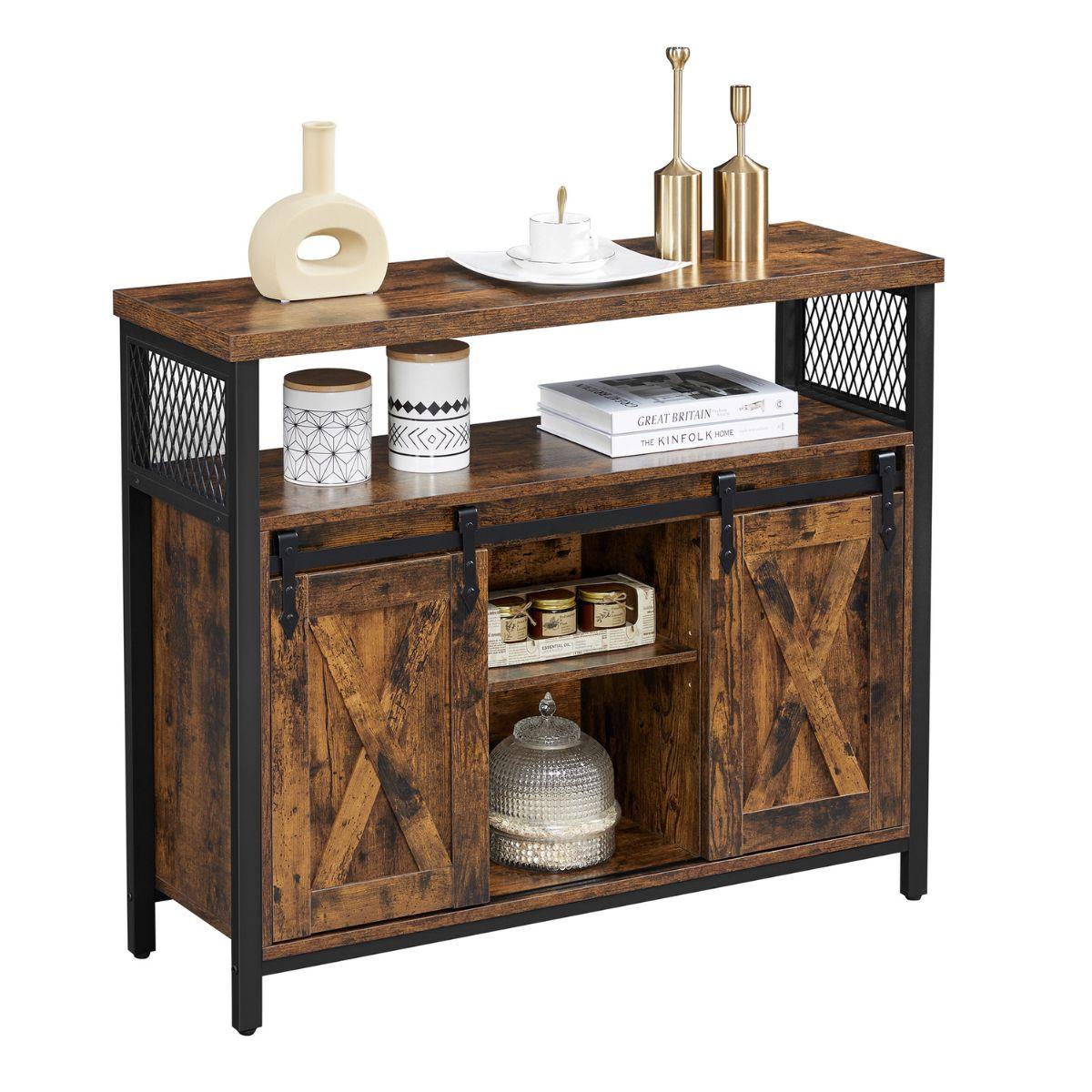 SIDEBOARD im Industriestil mit Schiebetüren - L100 cm - Braun, Holzwerkstoff (33/80/111.5cm) - Calicosy