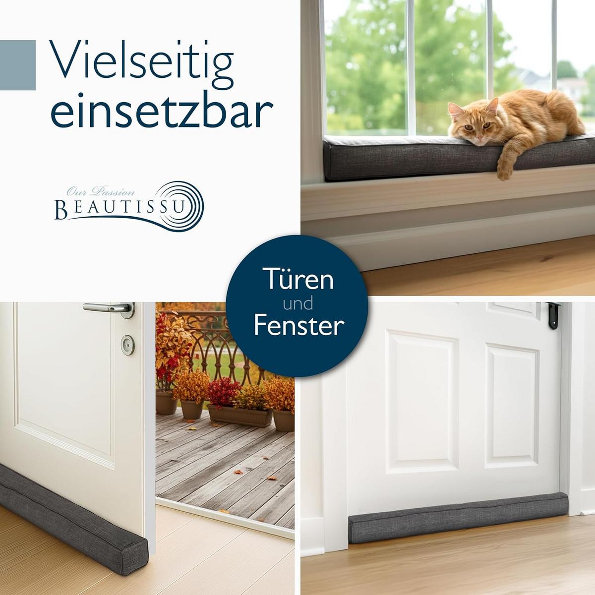 ZUGLUFTSTOPPER Levante OM 6,5x130cm Dunkelgrau - Dunkelgrau, Textil (6/130cm) - Beautissu 