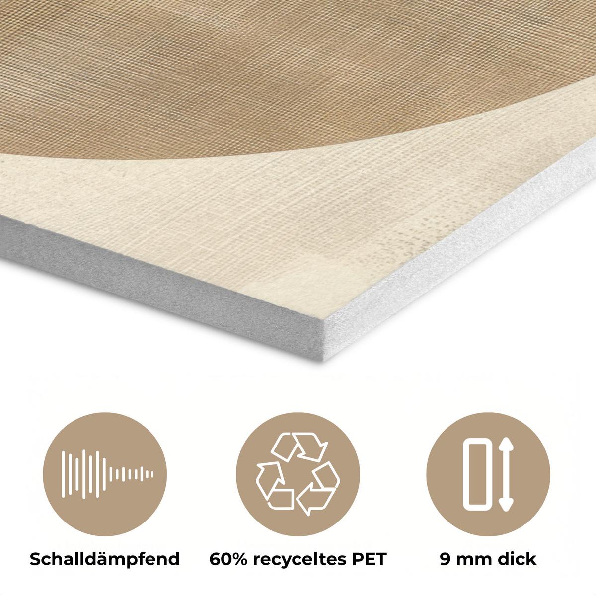 AKUSTIKBILD Abstrakt - Geometrische Formen - Schwarz - Gold Kunstdruck Schlafzimmer 50x70 cm - Ecru, Kunststoff (50/70/0.9cm) - MuchoWow
