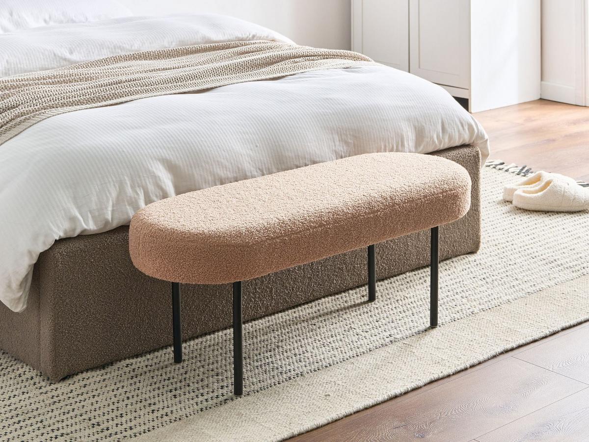 POLSTERBANK Bouclé Hellbraun Wolfeboro - Hellbraun, Textil (98/38/35cm) - Beliani