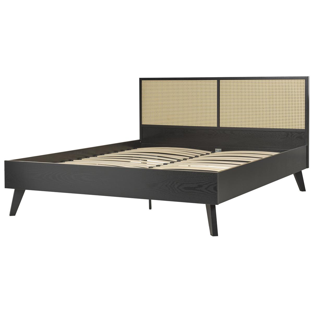 BETT 160/200cm Schwarz Monpazier - Schwarz, Naturmaterialien (160/200cm) - Beliani