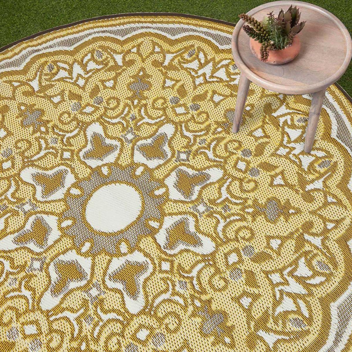 OUTDOORTEPPICH Rae, orientalisch gemustert rund 180 cm - Gelb, Kunststoff (180/180cm) - Homescapes
