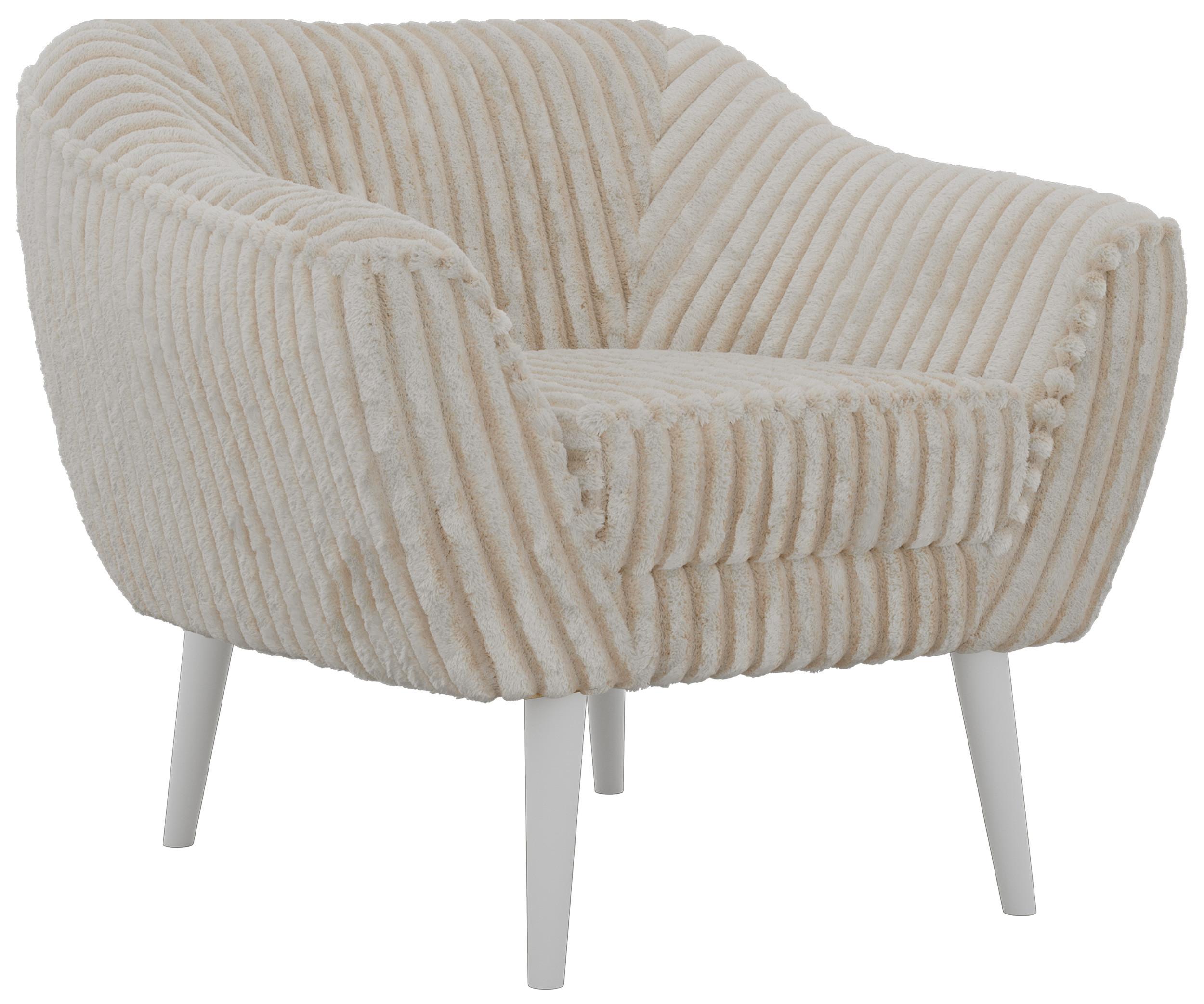 SESSEL PIRS - Beige Cord - Weiße Beine - Beige/Creme, Holzwerkstoff/Textil (80/75/74cm) - MKS