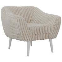 SESSEL PIRS - Beige Cord - Weiße Beine - Beige/Creme, Holzwerkstoff/Textil (80/75/74cm) - MKS