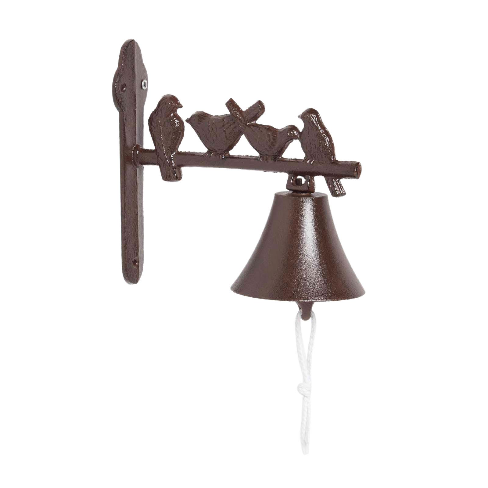 TÜRGLOCKE Gusseisen Vögel - Braun, Metall (11/19/22cm) - Homescapes