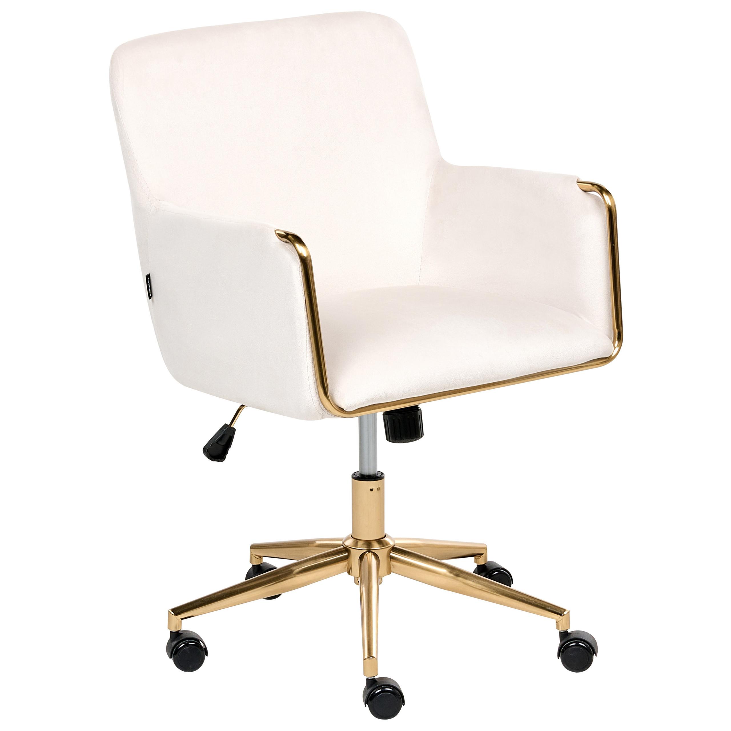 SCHREIBTISCHSTUHL Samtstoff Cremeweiß Altona - Weiß, Textil (59/84/59cm) - Beliani