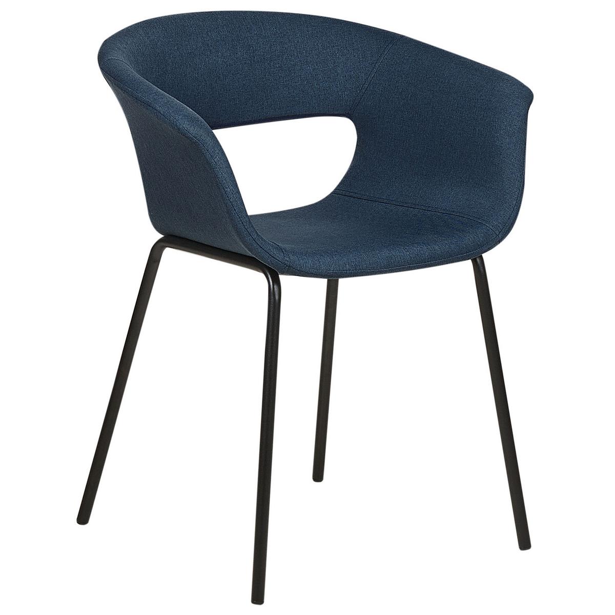 ESSZIMMERSTUHL 2er-Set Stoff dunkelblau/schwarz Elma - Blau/Schwarz, Textil (63/76/50cm) - Beliani