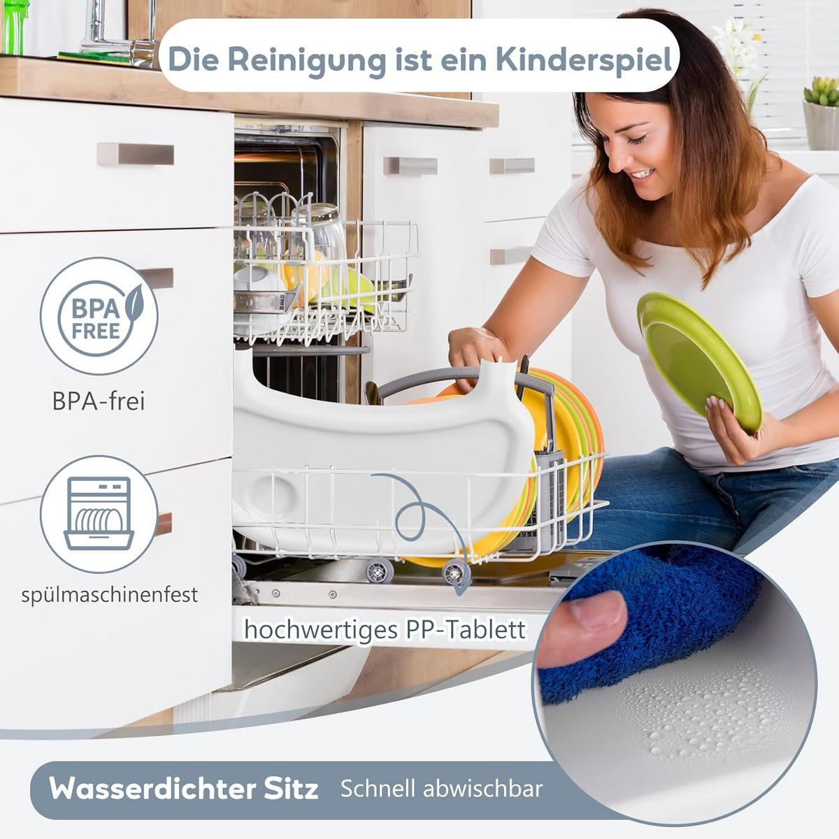 BABYHOCHSTUHL Weiß - Weiß, Kunststoff (66/87/61.5cm) - COSTWAY