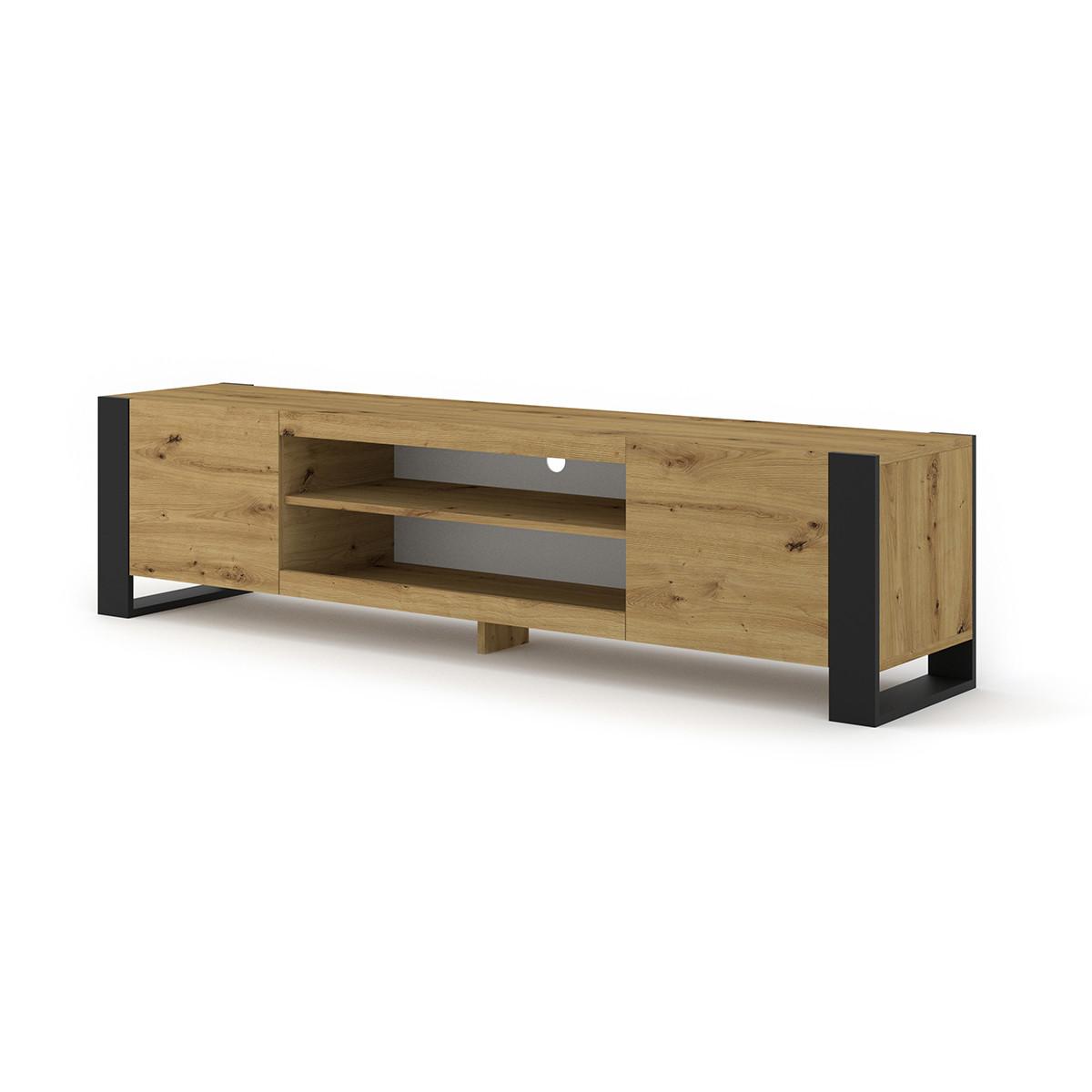 TV-MÖBEL Gani Holz und Mattschwarz - Schwarz, Holzwerkstoff (188/47/40cm) - Petits-meubles