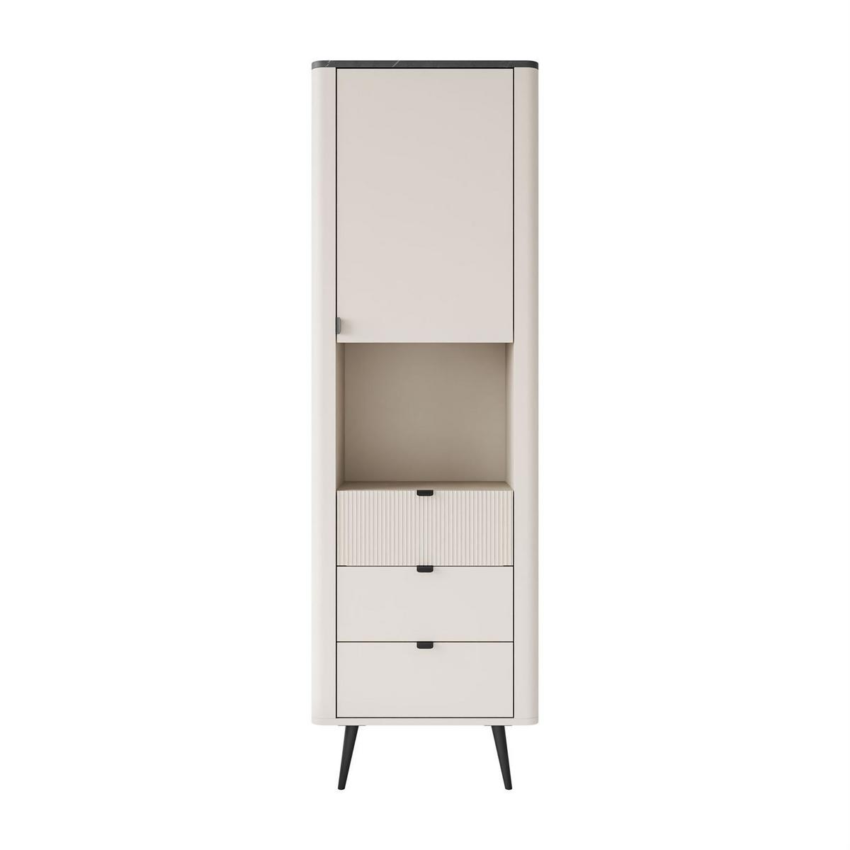 REGAL schmal AUTUMN 1D3S mit Schubladen, Kaschmir / Grauer Stein - Beige/Grau, Holzwerkstoff (60/191/40cm) - Lookway