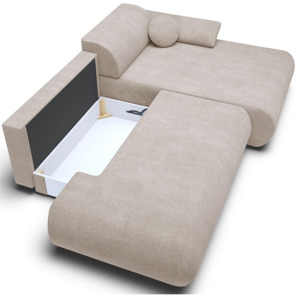 ECKSOFA Armone Hellbeige Chenille - Ecru/Schwarz, Kunststoff/Textil (173.5/286cm) - Selsey