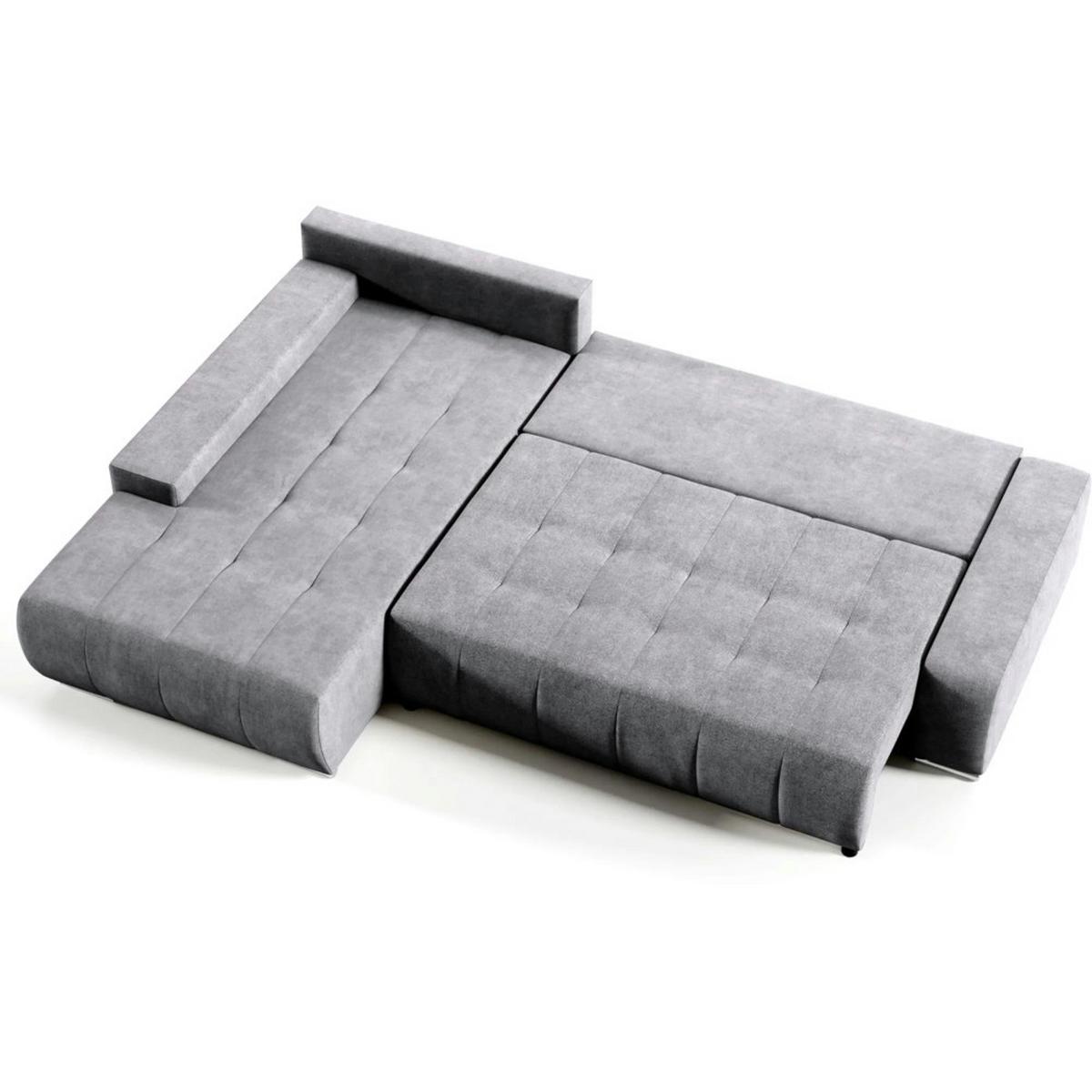 ECKSCHLAFSOFA Draco mit Schlaffunktion, links, Dunkelgrau - Dunkelgrau/Silberfarben, Textil/Metall (267/186cm) - Beautysofa
