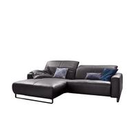 ECKSOFA YORK Taupe Leder - Taupe/Schwarz, Leder (284/180cm) - KAWOLA