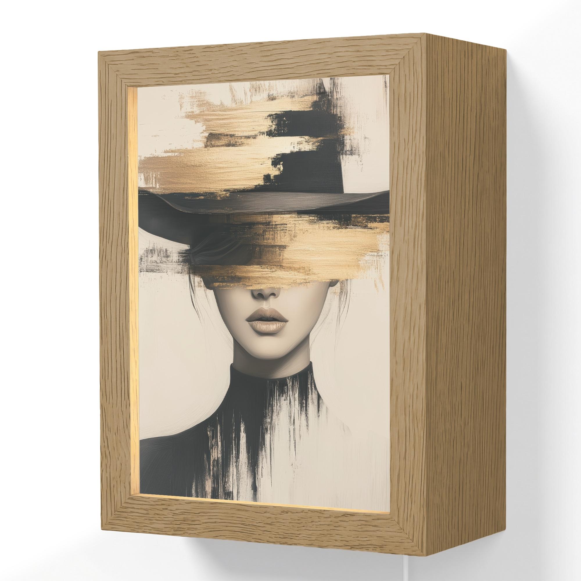 WANDLEUCHTE Frau - Hut - Farbe 15x20 cm - Creme, Holzwerkstoff (15/20/8cm) - OnlyWow