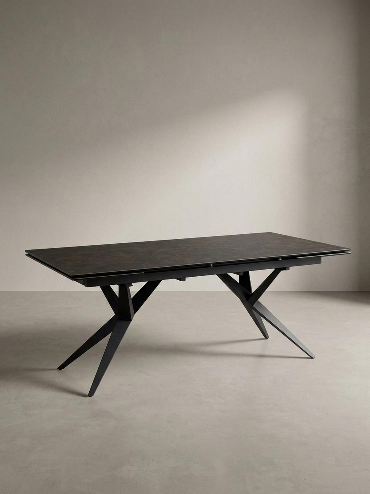 ESSTISCH Ausziehbar Keramik Glas Marmoroptik Groß, Schwarz 180x95x76 cm - Schwarz, Keramik/Metall (95/180/76cm) - KADIMA DESIGN