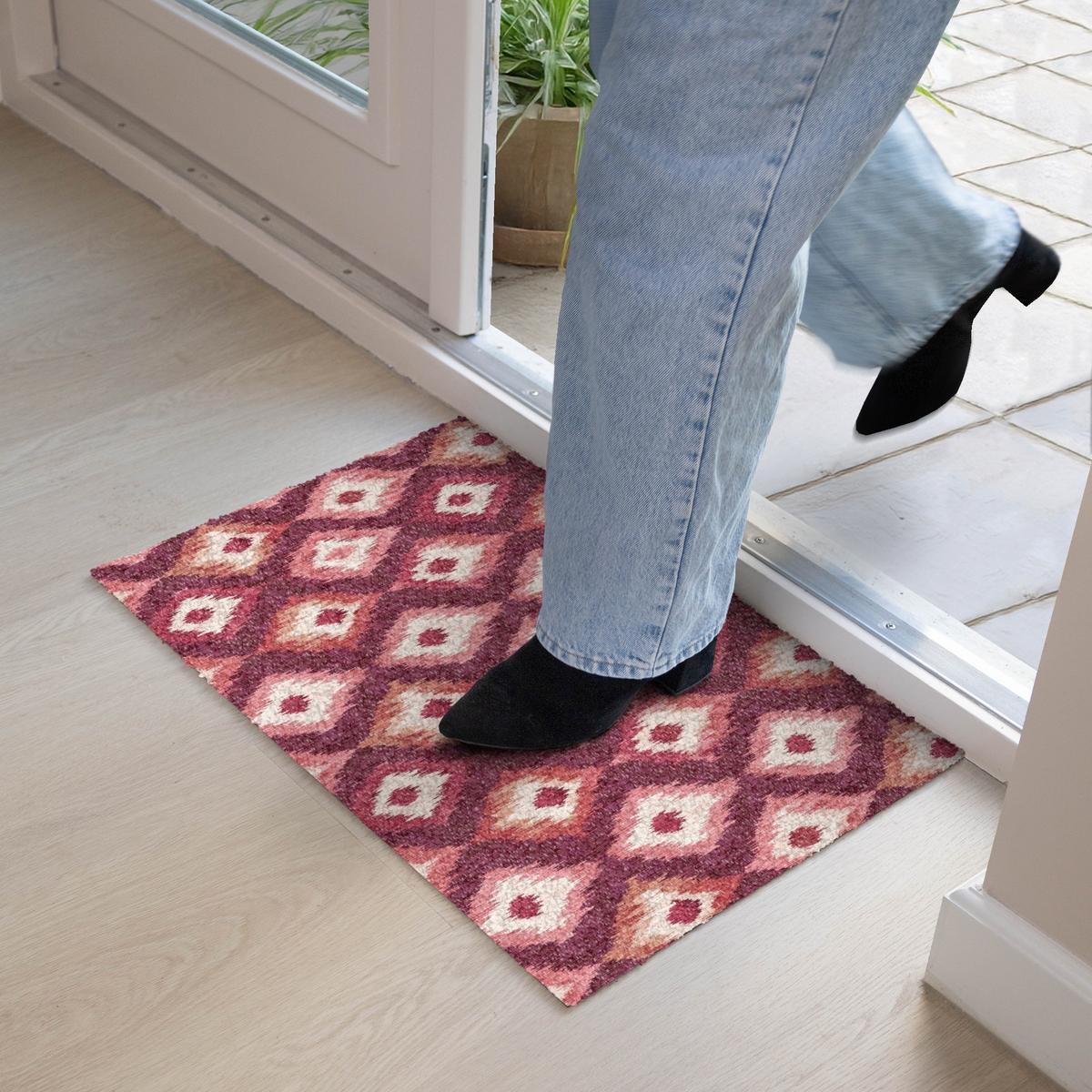 FUSSMATTE Diamantformen - Rosa - Muster - Textur Flurteppich 60x40 cm - Beere, Kunststoff (60/0.4cm) - MuchoWow
