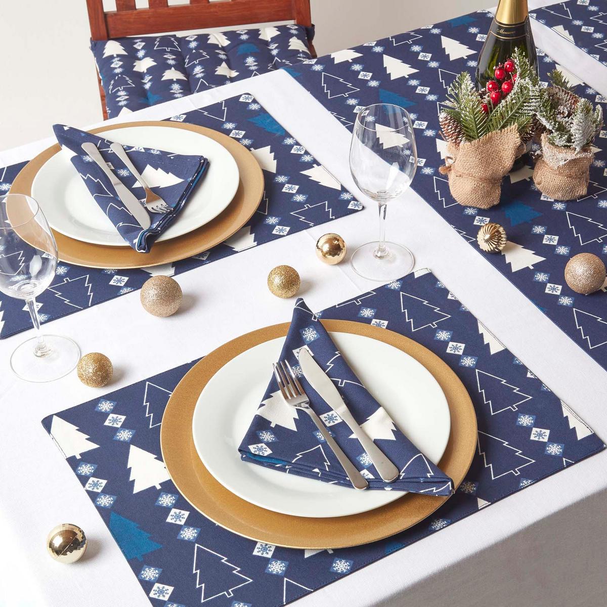 TISCHLÄUFER Weihnachten – Winterland blau, 35/250 cm, 100% Baumwolle - Blau, Textil (35/250cm) - Homescapes