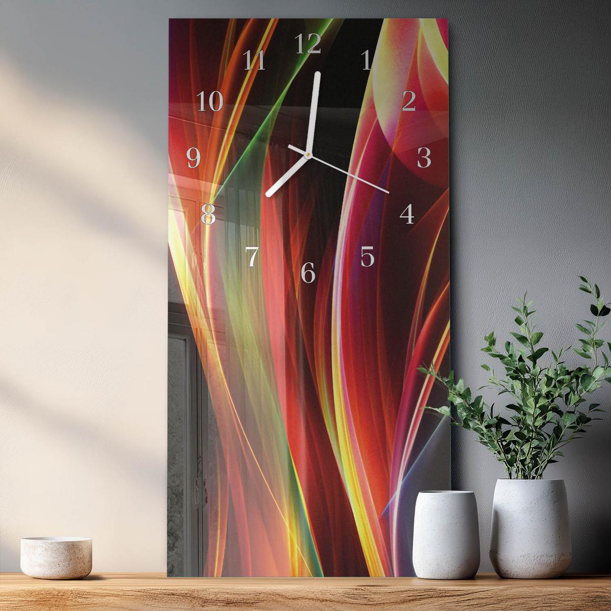 WANDUHR aus Glas 30x60 cm - Abstraktion - Multicolor, Glas (30/60/0.4cm) - TULUP