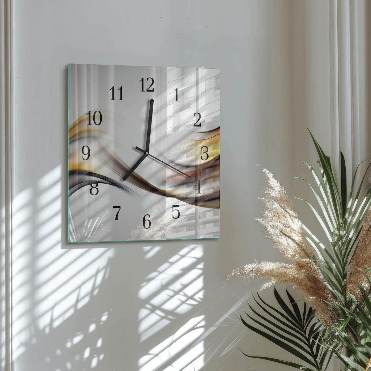WANDUHR aus Glas 30x30 cm - Abstraktion - Multicolor, Glas (30/30/0.4cm) - TULUP