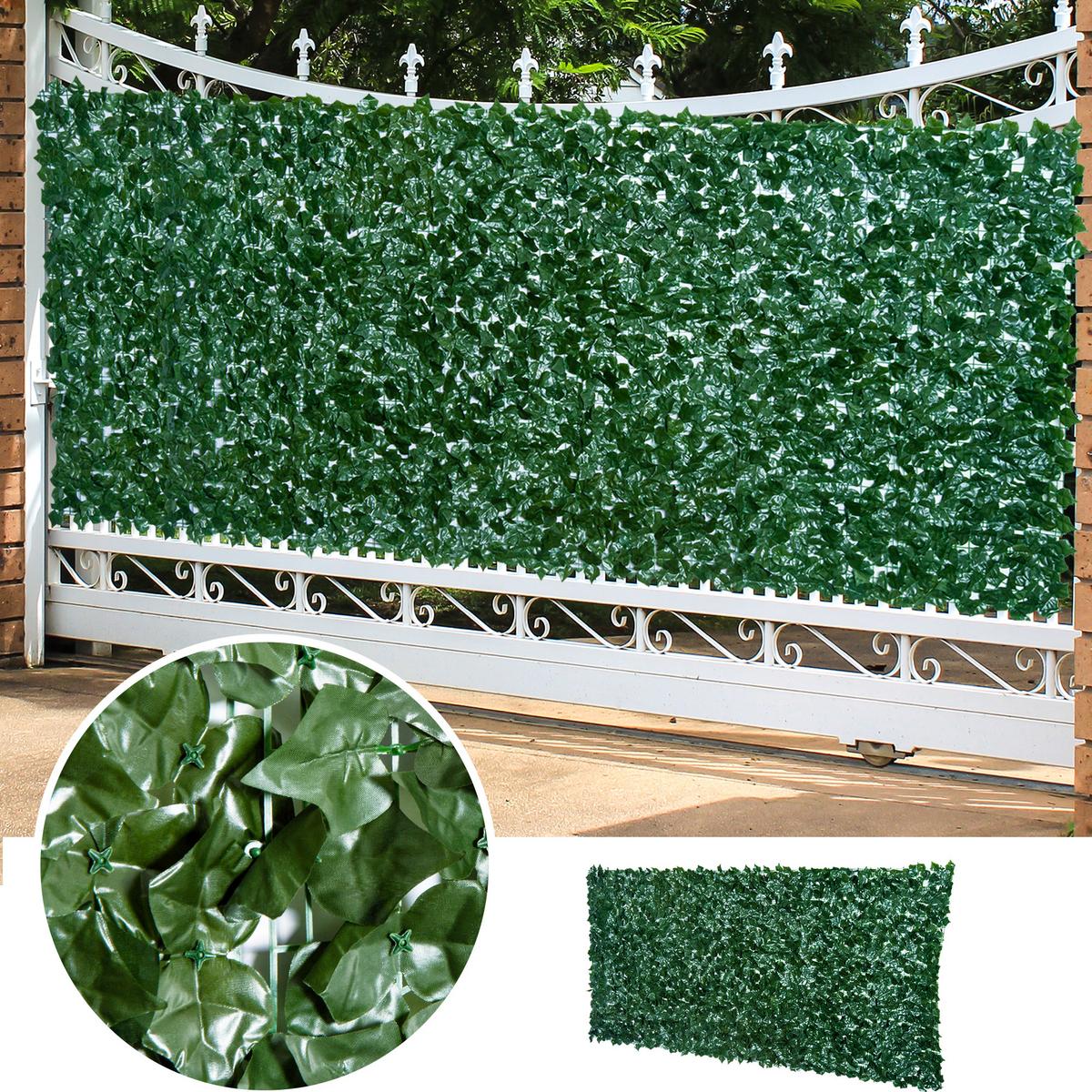 KÜNSTLICHE Hecke Sichtschutzhecke Pflanzen Hecke Wanddekoration Dunkelgrün - Grün, Kunststoff (1/150cm) - Outsunny