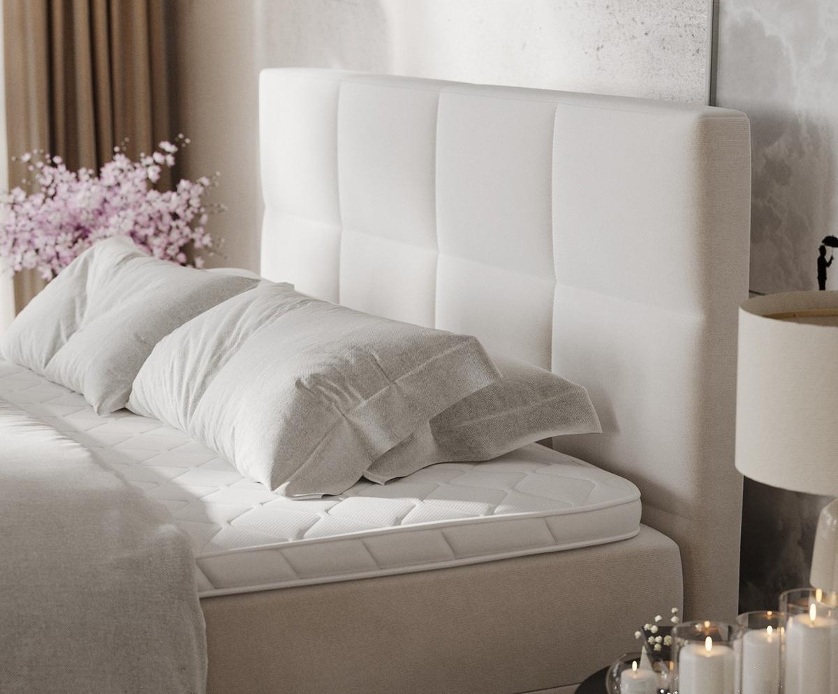 BOXBETT Velto 140/200 cm Creme im Paros Stoff - Creme/Schwarz, Holz/Holzwerkstoff (140/200cm) - AltaBeds