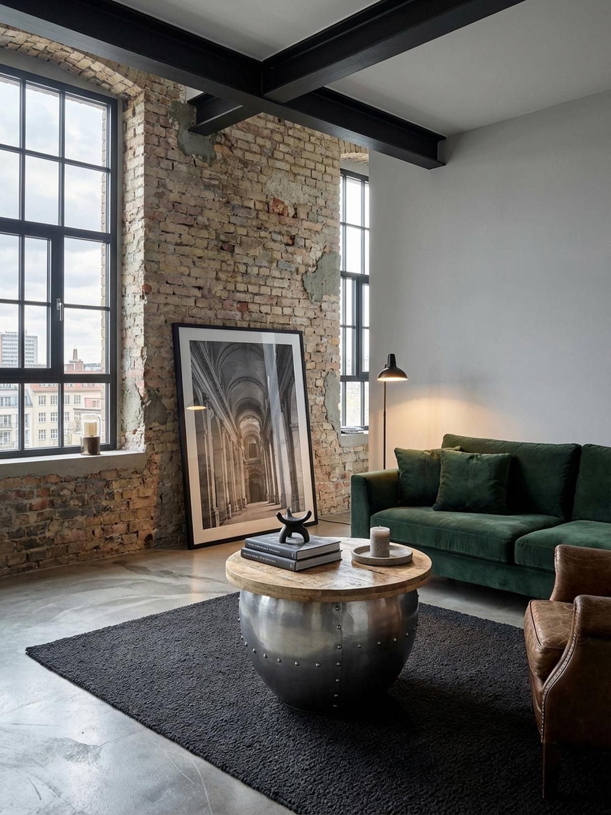 COUCHTISCH Rund in Braun, Massivholz und Metall, Industrial-Stil mit Stauraum - Silberfarben, Holz/Metall (60/60/43cm) - KADIMA DESIGN