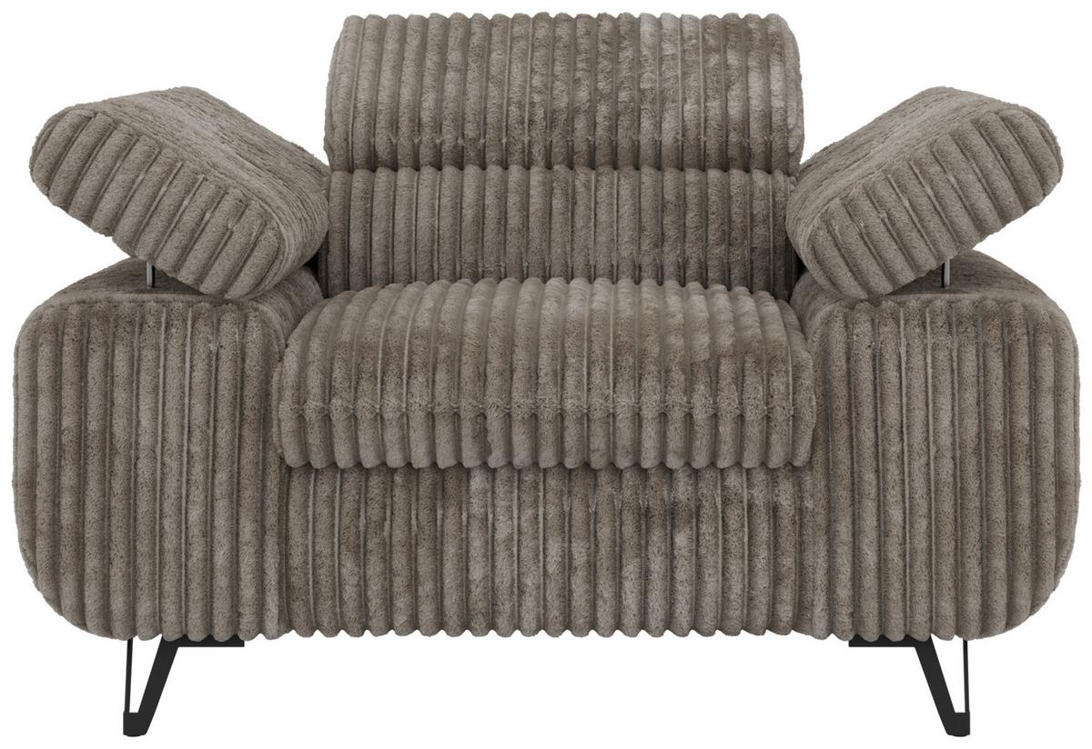 SESSEL PETER 1 - Hellbraun Cord - Hellbraun/Schwarz, Textil/Metall (126/76/99cm) - MKS