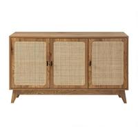 SIDEBOARD 3 Türen mit Naturgeflecht-Front B120 cm - ALIA - Eschefarben, Holzwerkstoff (40/72/46cm) - Calicosy