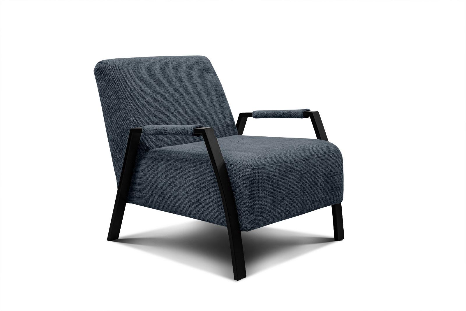 SESSEL KOBE, dunkelblau - Schwarz/Dunkelblau, Holz/Textil (72/76/90cm) - Wozimo