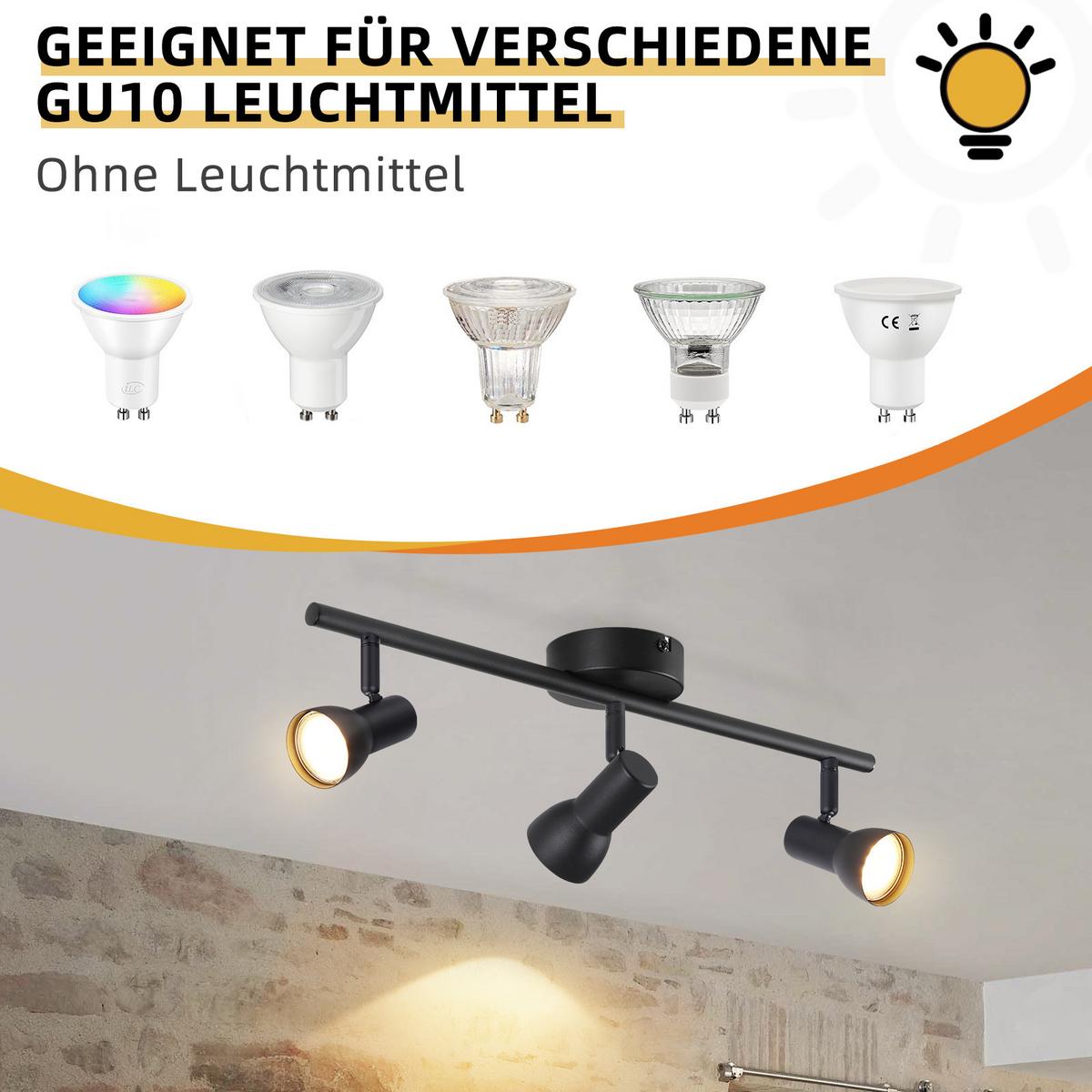 STRAHLER 3 Flammig-GU10 8*15.5*42.5 - Schwarz, Metall (42.5/8/15.5cm) - ZMH