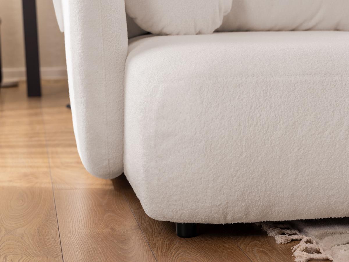 ECKSOFA Candy mit Schlaffunktion Weiß Bouclé-Stoff - Ottomane links - Schwarz/Weiß, Holz/Kunststoff (230/146cm) - S-Style Möbel