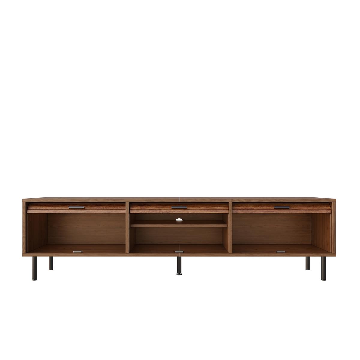TV-LOWBOARD Walnuss-Optik 180cm mit 3 aufschiebbaren Türen & Metallfüßen - Walnussfarben, Holzwerkstoff (180/55/40cm) - Urban Meuble