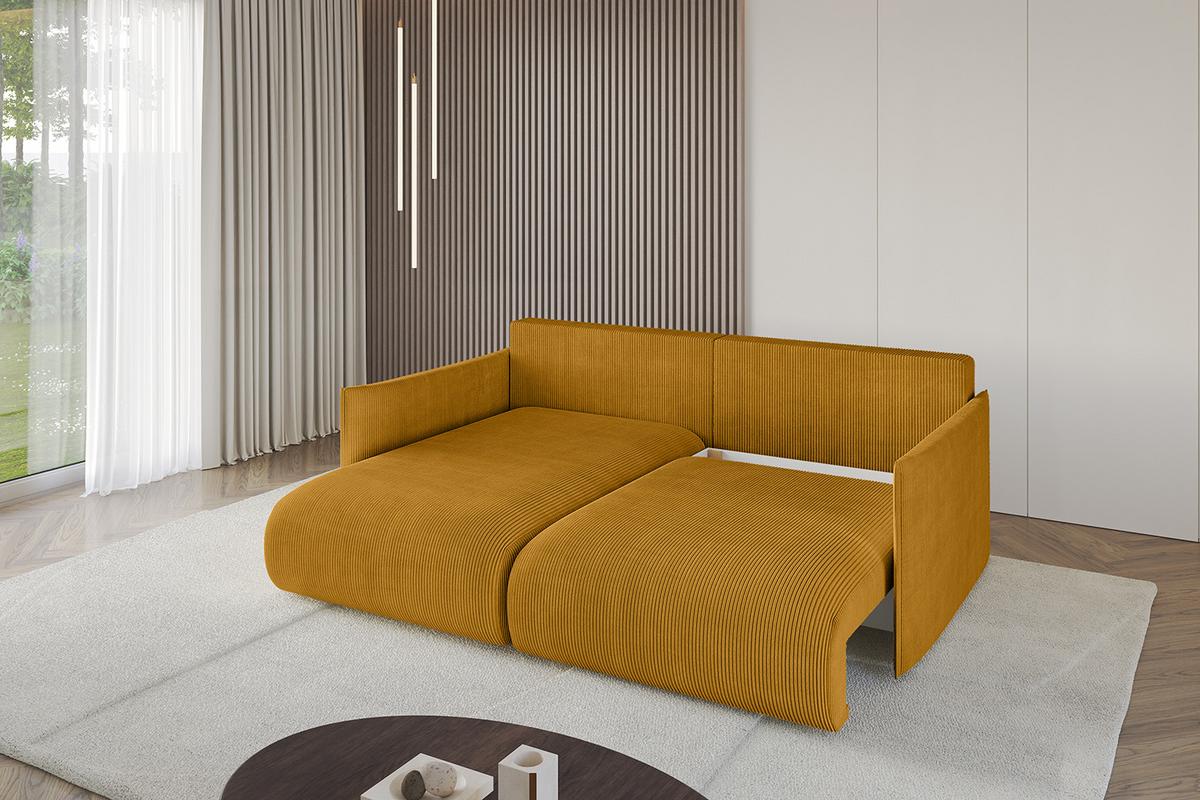 ECKSOFA Ottomane links ONESK-L 216x177x72 Senfgelb Cord - Currygelb, Holzwerkstoff/Kunststoff (216/177cm) - ALTDECOR