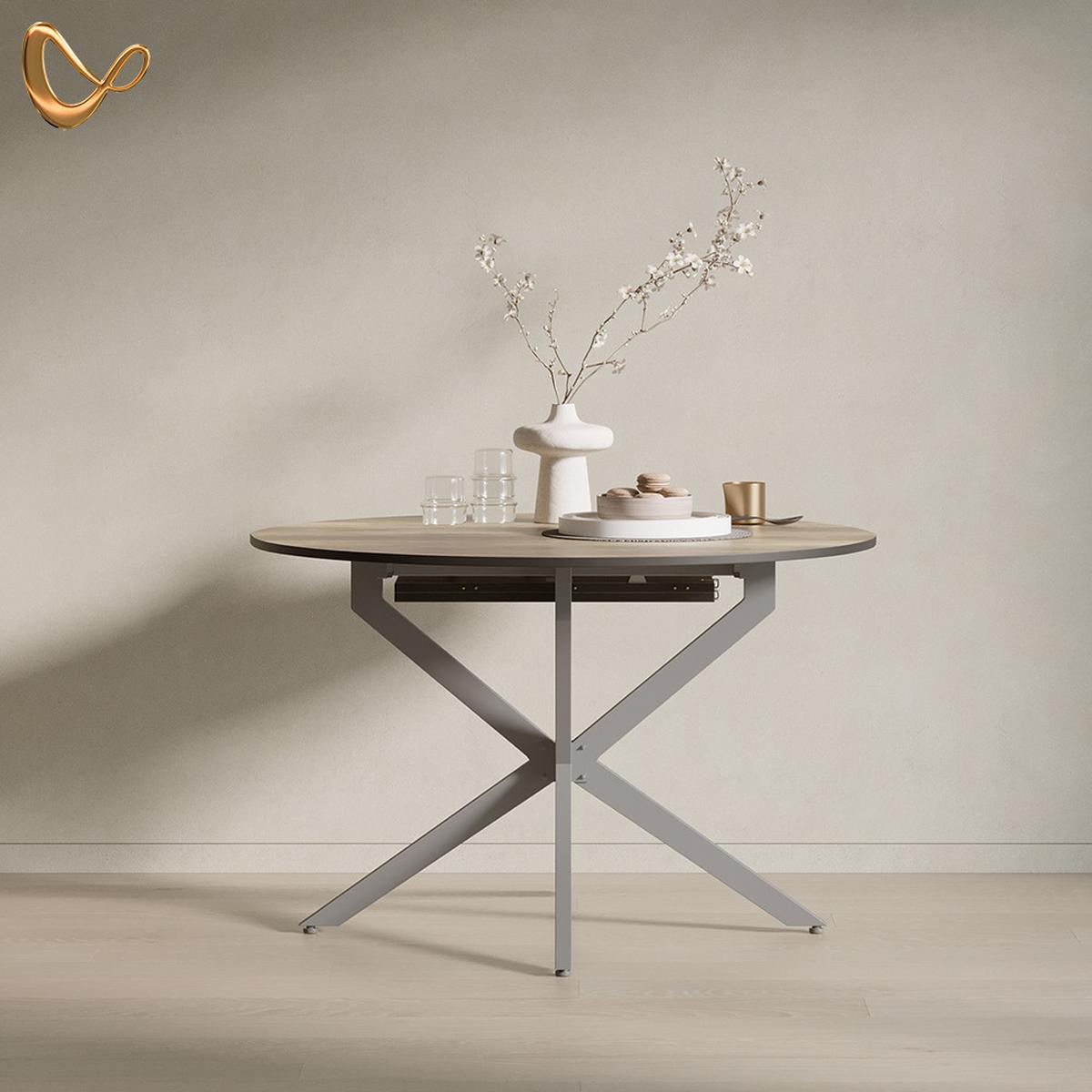 ESSTISCH Firenze Eiche rustikal/Grau 120 x 120 cm ausziehbar - Wildeiche/Grau, Holzwerkstoff (120/120/76.5cm) - Livinity®