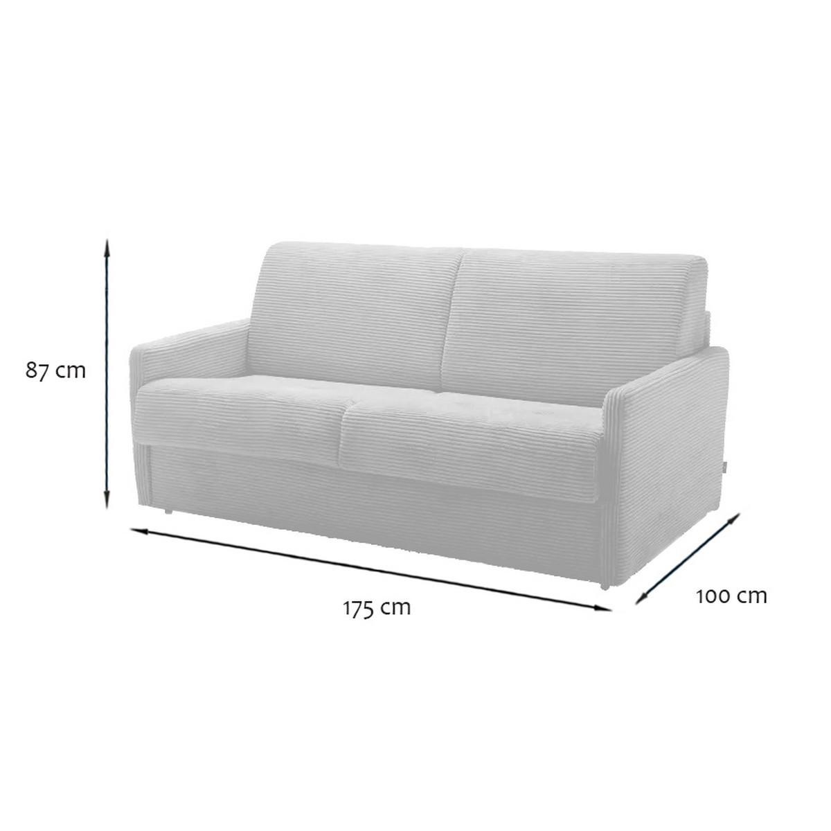 SCHLAFSOFA mit 3 Plätzen aus geripptem Samt, 175 cm lang - Ecru, Textil (100/87/102cm) - Calicosy