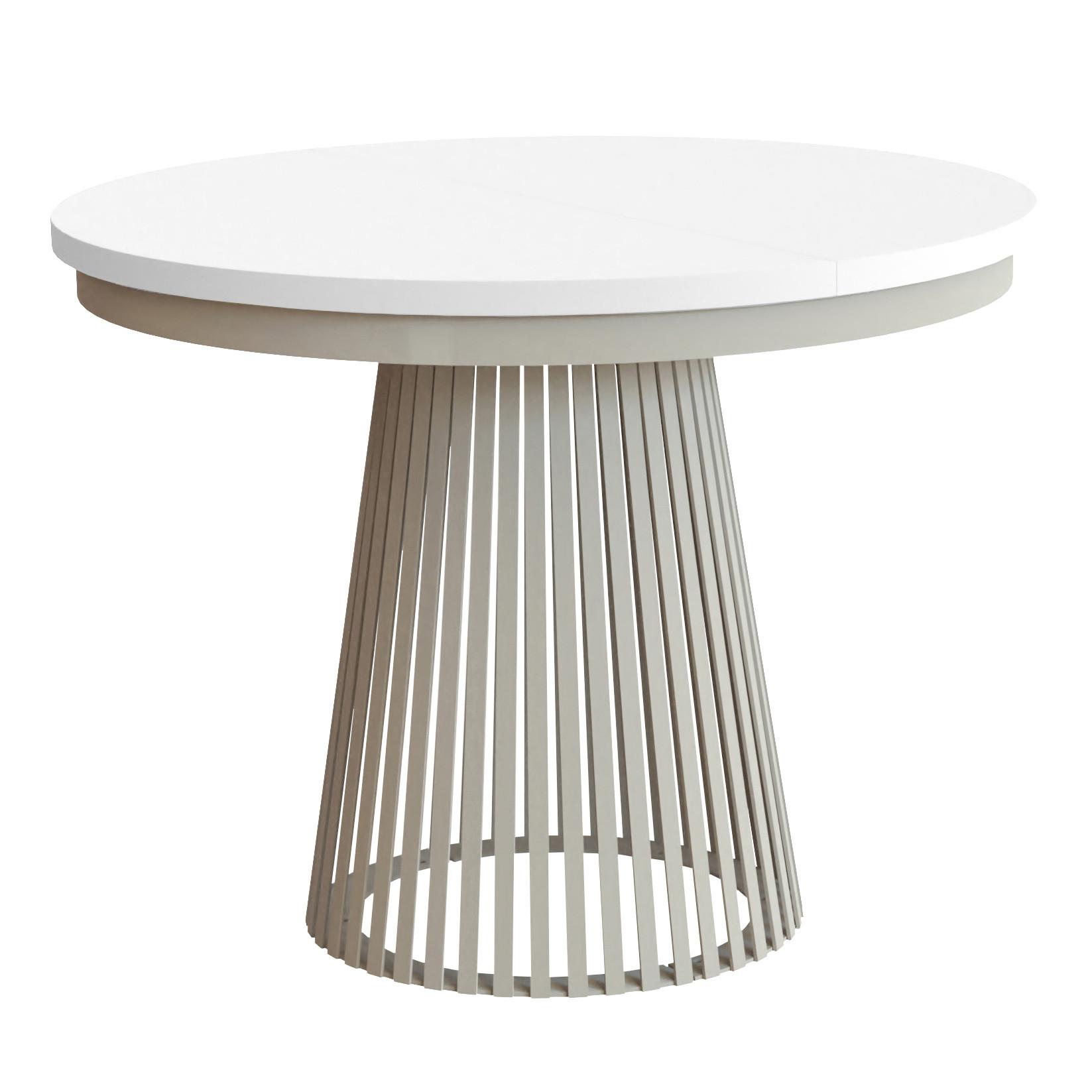 ESSTISCH Lumi, Runder, ausziehbar auf 180 cm, mit Metallbeinen, Kaschmir+Weiß - Kaschmir/Weiß, Holzwerkstoff/Metall (100/100/77cm) - Beautysofa