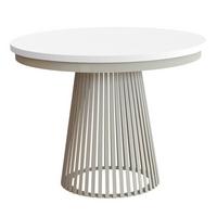 ESSTISCH Lumi, Runder, ausziehbar auf 180 cm, mit Metallbeinen, Kaschmir+Weiß - Kaschmir/Weiß, Holzwerkstoff/Metall (100/100/77cm) - Beautysofa