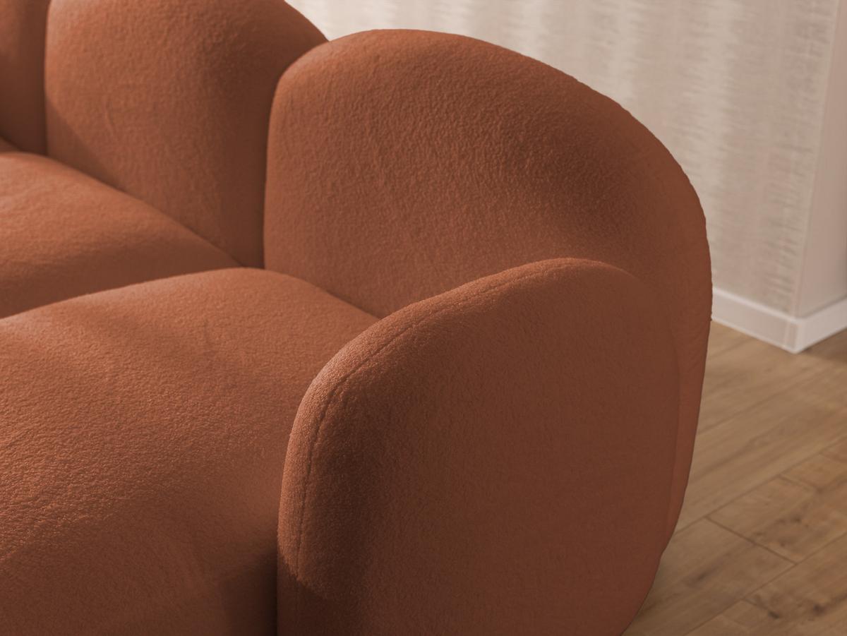 WOHNLANDSCHAFT Nuvola mit abgerundetem Design Terrakotta Bouclé-Stoff - Terracotta/Schwarz, Holz/Kunststoff (268/80/146cm) - S-Style Möbel