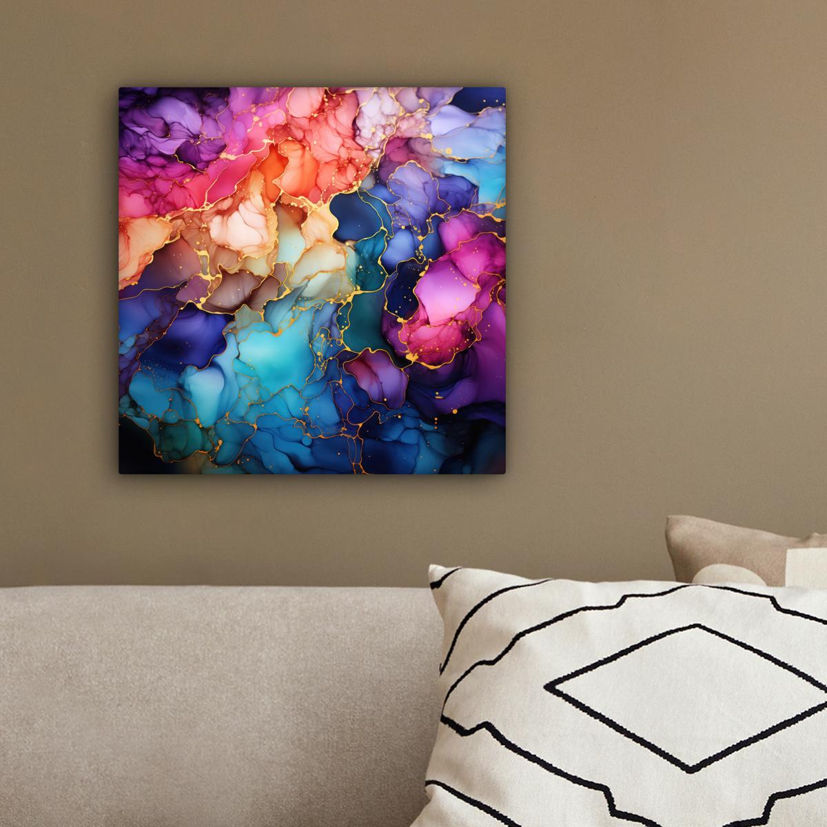 LEINWANDBILD Marmor - Bunt - Abstrakt Deko Wohnzimmer 20x20 cm - Multicolor, Textil (20/20cm) - MuchoWow