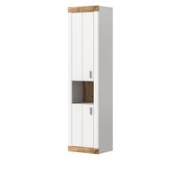 HOCHSCHRANK weiß, Eiche 45 cm, Badschrank mit Soft-Close - Eichefarben/Silberfarben, Holzwerkstoff/Kunststoff (45/172/30cm) - Inn.Furn