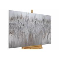 ACRYLBILD HANDGEMALT 90/60 cm - Silberfarben/Grau, Holz/Textil (90/60cm) - KUNSTLOFT