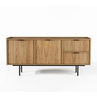 SIDEBOARD Nordiva 2T 2S Hikora Natur 150/68/40 cm – Metallgestell - Schwarz/Naturfarben, Holzwerkstoff/Metall (150/68/40cm) - AX Living