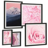 BILDER SET 5er Set - 50x50 cm & 20x30 cm & 40x60 cm Schwarzer Rahmen - Abstraktionen dekorativer Malerei - Schwarz, Kunststoff (40/60cm) - TULUP
