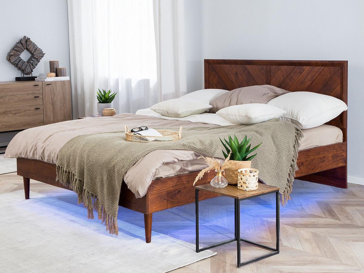 BETT 180/200cm Dunkler Holzfarbton Mialet - Dunkelbraun, Holzwerkstoff (180/200cm) - Beliani