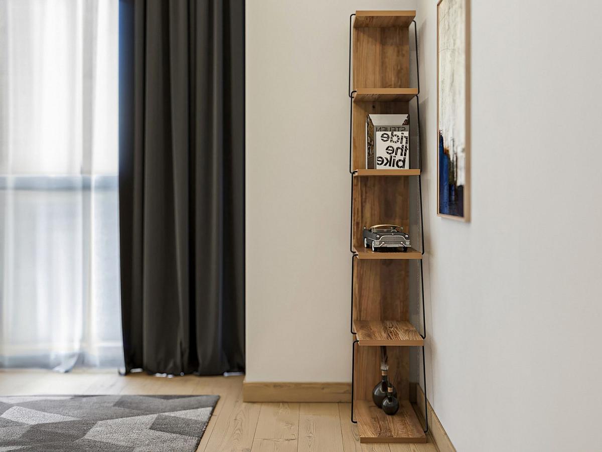 BÜCHERREGAL mit 5 Regalböden - Holzfarben & Schwarz - DELORY - Schwarz, Holz (50/150/22cm) - Vente-Unique