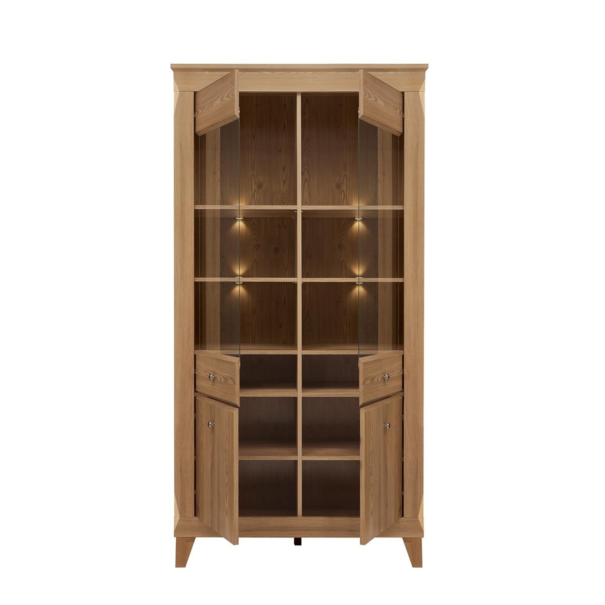 GESCHIRRSCHRANK Raya Holz - Braun, Holzwerkstoff (102/202/47cm) - Petits-meubles