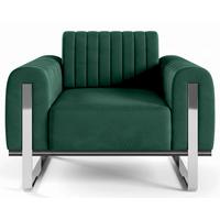 SESSEL Parissa 106 cm - Silberfarben/Grün, Holz/Metall (106/79/92cm) - Selsey